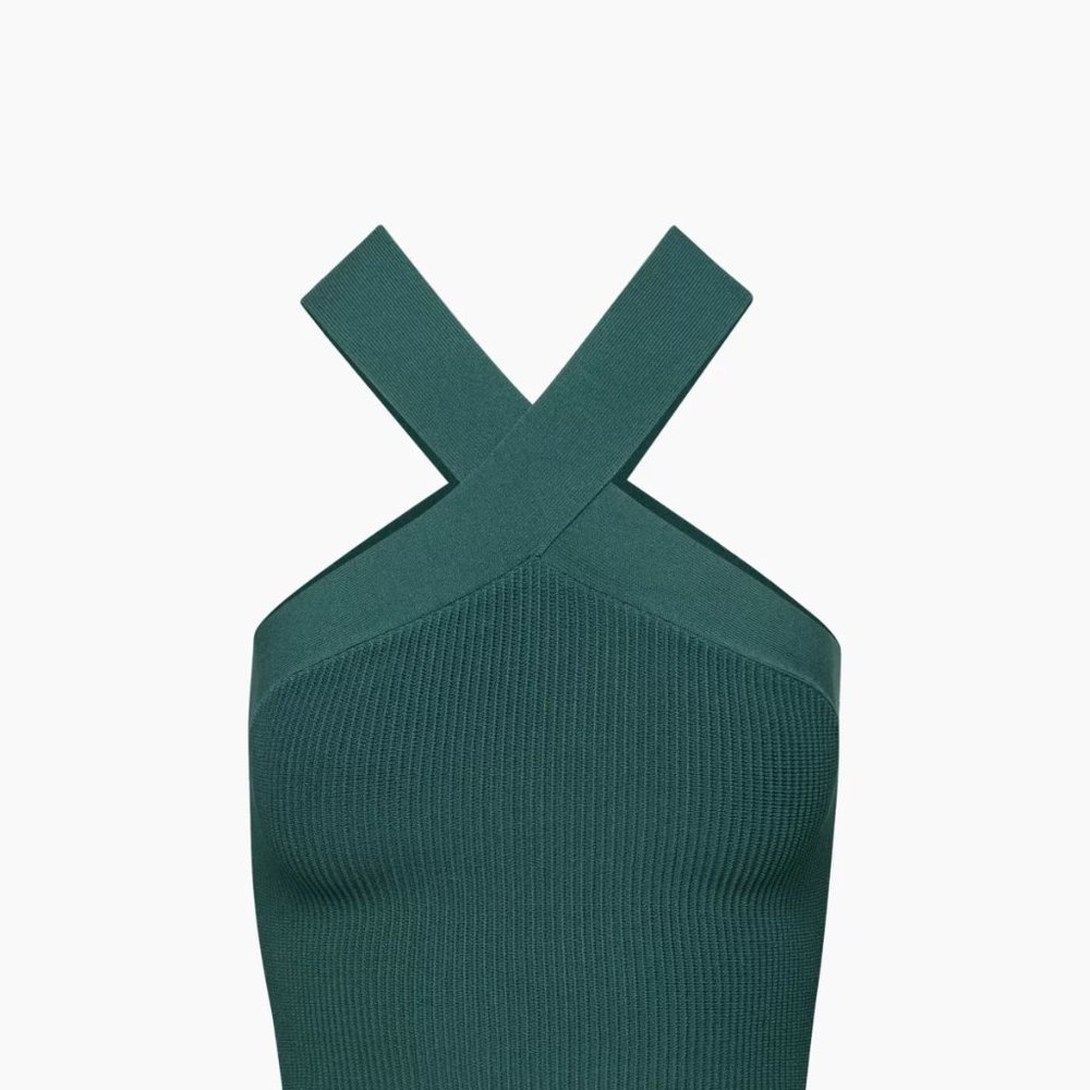 Aritzia Babaton Sculpt Knit Criss Cross Tank, Waist, Monarch Teal, Size Small